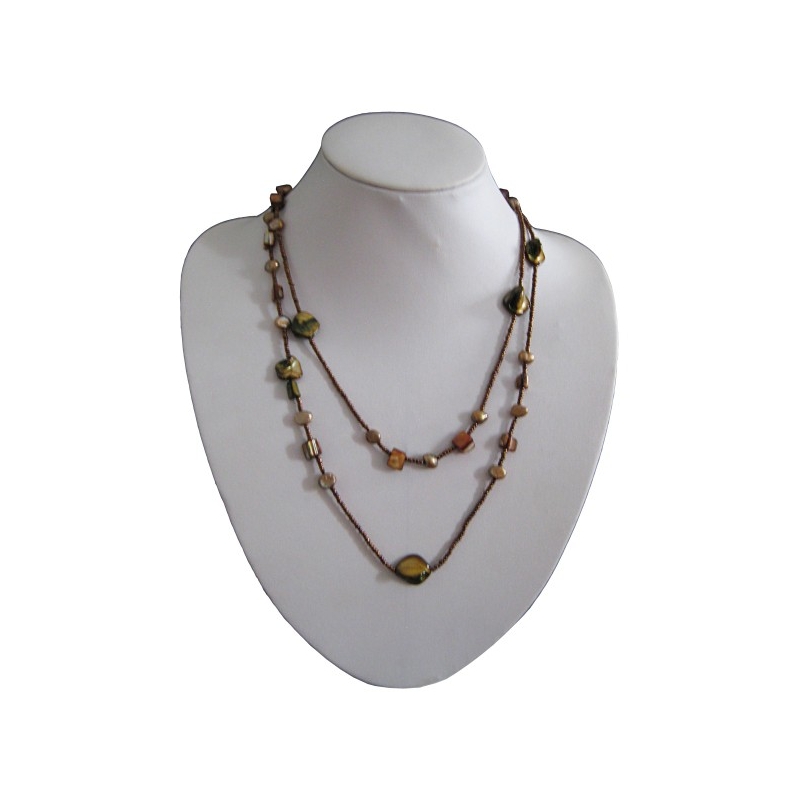 Gold, Green Mother Of Pearls Necklace