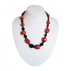 Red Coral, Black Onyx Necklace