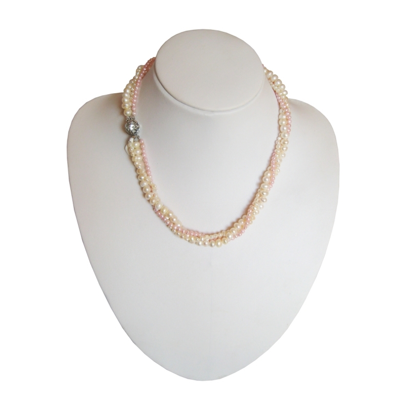 Three Strands Twisted Pearl Necklace