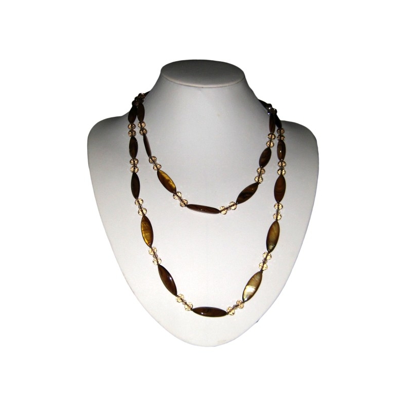 Gold Mother of Pearl & Crystal Necklace